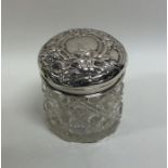 A good silver and hobnail cut dressing table jar.