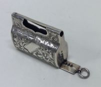 An unusual Victorian silver vesta case engraved wi