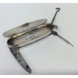 A novelty silver vesta case / fruit knife with fit