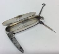 A novelty silver vesta case / fruit knife with fit