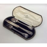 A good quality cased silver three piece christenin