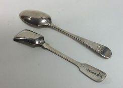 A small fiddle pattern silver salt shovel together