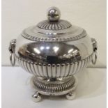 A large Indian silver tureen on circular half flut