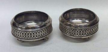 An attractive pair of Victorian silver salts with