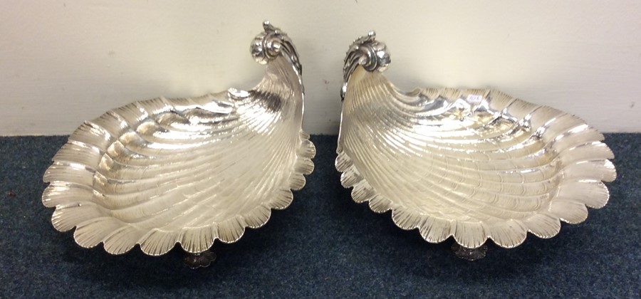 A good pair of heavy German silver scallop shaped