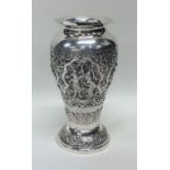 A good tapering silver spill vase of Indian design