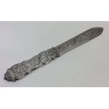 A finely engraved Victorian silver letter opener d