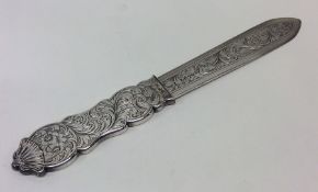A finely engraved Victorian silver letter opener d