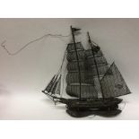 A Continental silver model of a galleon on stand.