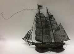 A Continental silver model of a galleon on stand.