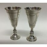 CHESTER: A pair of etched silver goblets. 1915. By