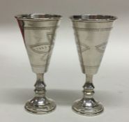 CHESTER: A pair of etched silver goblets. 1915. By