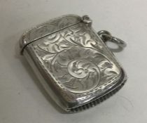 An engraved silver vesta case. Birmingham. Approx.