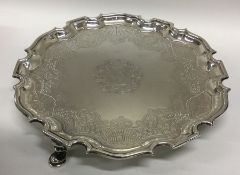 A fine George II silver salver attractively decora