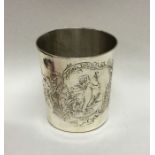 A French Antique silver engraved beaker decorated