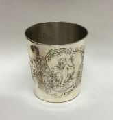 A French Antique silver engraved beaker decorated