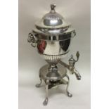 An unusual Georgian silver half fluted samovar wit