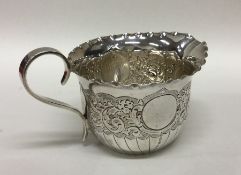 A heavy Edwardian silver half fluted cream jug. Sh