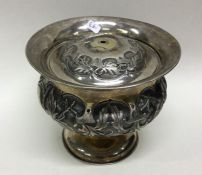 RUSSIAN: A heavy chased silver bowl and cover deco