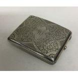 A fine quality engraved silver cigarette case. Bir