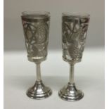 A pair of Continental pierced silver and glass gob