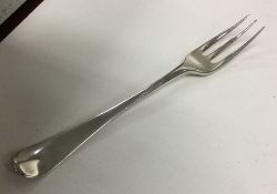 An early mid 18th Century three prong silver fork.