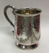 A good quality engraved silver christening cup on