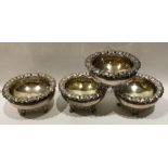 A good set of four silver salts of circular form o