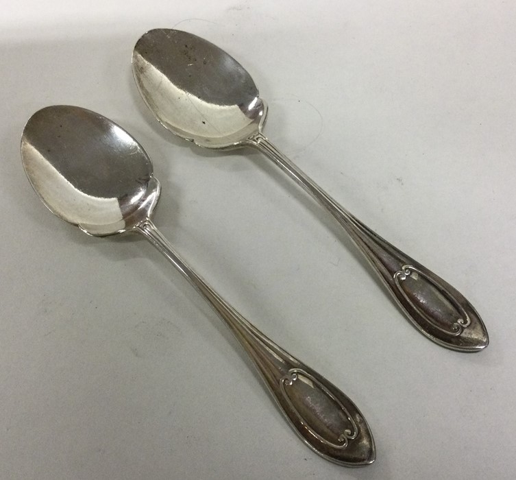 A pair of tapering silver jam spoons. Sheffield 19