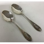 A pair of tapering silver jam spoons. Sheffield 19