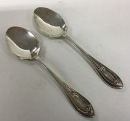 A pair of tapering silver jam spoons. Sheffield 19