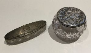 Two silver hobnail cut dressing table jars. Est. £