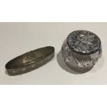 Two silver hobnail cut dressing table jars. Est. £