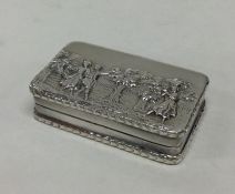 An Edwardian chased silver snuff box depicting a r