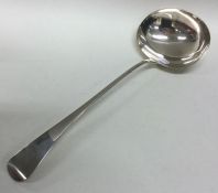 A heavy George III plain silver soup ladle. London