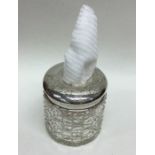 A silver and glass mounted handkerchief jar engrav