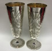A pair of good engraved Victorian tapering silver