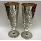 A pair of good engraved Victorian tapering silver