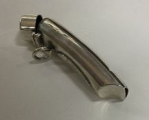 A shaped silver whistle / vesta case with hinged m