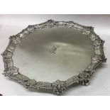 A Georgian silver circular salver attractively cre