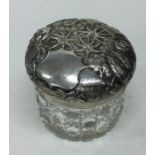 A large hobnail cut Indian silver mounted jar and