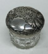 A large hobnail cut Indian silver mounted jar and