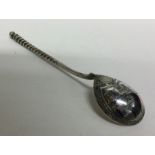 A Russian silver and Niello spoon of typical form