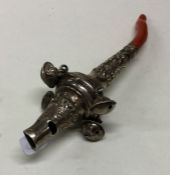 A Victorian silver child's rattle / whistle with c