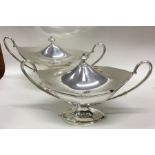 A good pair of Georgian silver sauce tureens of sh