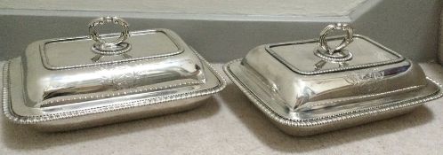 A rare pair of Georgian silver entrée dishes with
