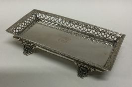 AN Antique silver snuffer tray with pierced border