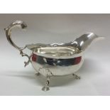 A good George II silver sauce boat with card cut r