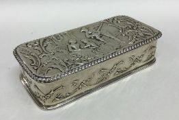 A heavy rectangular silver chased box depicting a