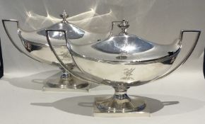 A good pair of heavy George II crested silver sauc